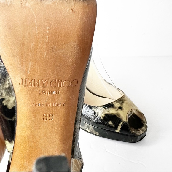 SZ 39 Jimmy Choo Peep Peep Toe Slingback Heels - Picture 6 of 10